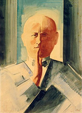 Self Portrait with Raised Hand By Oskar Schlemmer