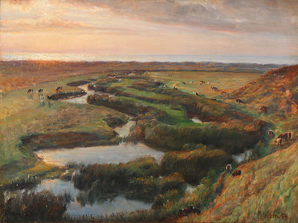 Evening View from Liver Stream in Northern Jutland | Oil Painting Reproduction