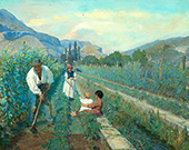 Italian Farmworkers in the Vineyard Accompanied by Their Children By Niels Pedersen Mols