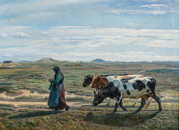 Knitting Farmers Wife with Cows | Oil Painting Reproduction