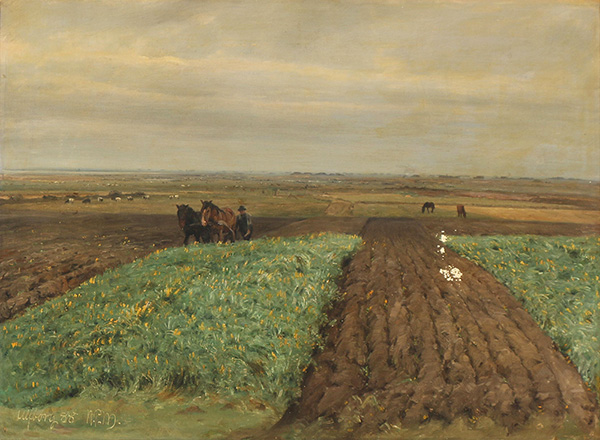 Landscape with a Plowing Farmer | Oil Painting Reproduction