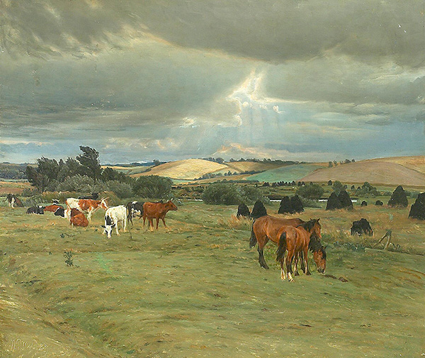 Landscape with Livestock | Oil Painting Reproduction