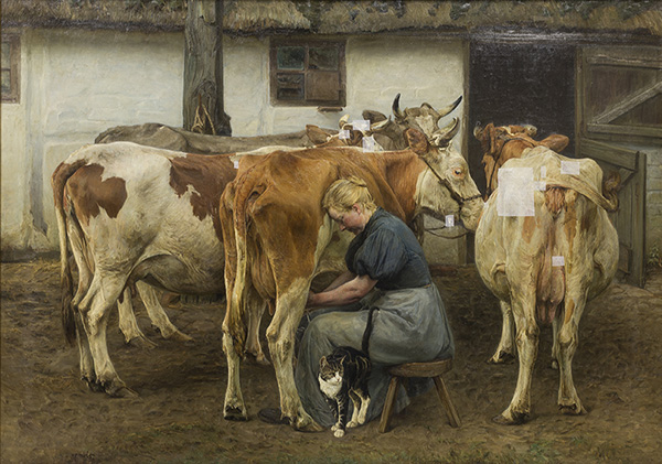 Milking the Cows West Jutland | Oil Painting Reproduction