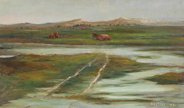 Scenery with Grazing Cows | Oil Painting Reproduction