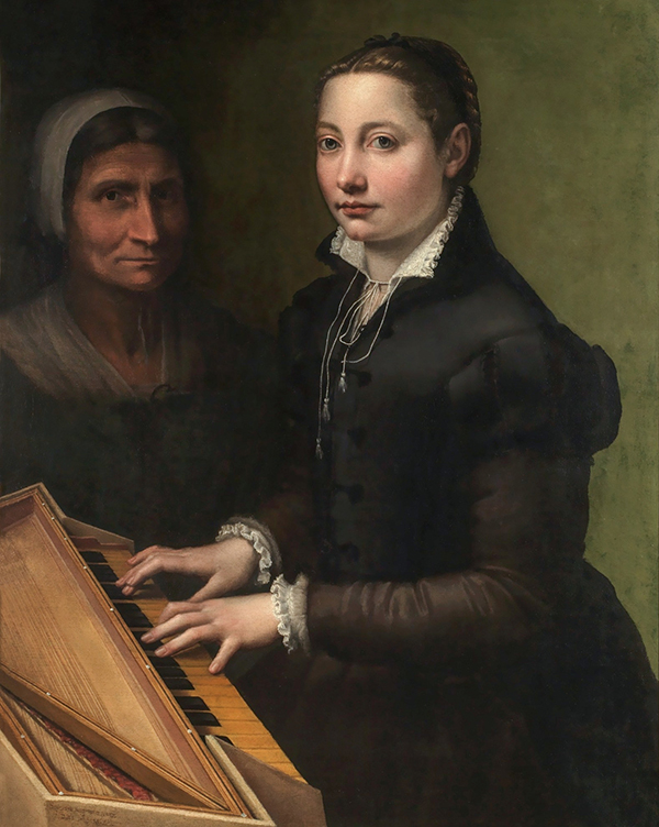 Self Portrait at the Clavichord with Female Servant | Oil Painting Reproduction