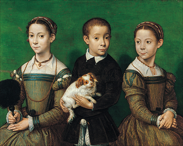 Three Children with Dog | Oil Painting Reproduction