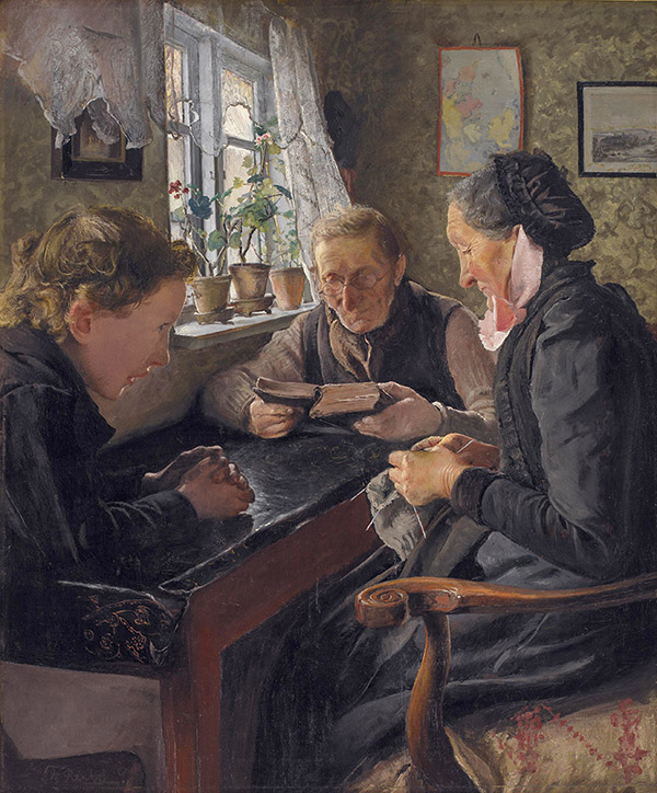 A Child Visiting His Grandparents on a Sunday | Oil Painting Reproduction