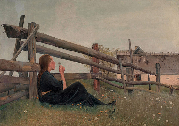 June Girl Blowing Dandelion Seeds 1899 | Oil Painting Reproduction