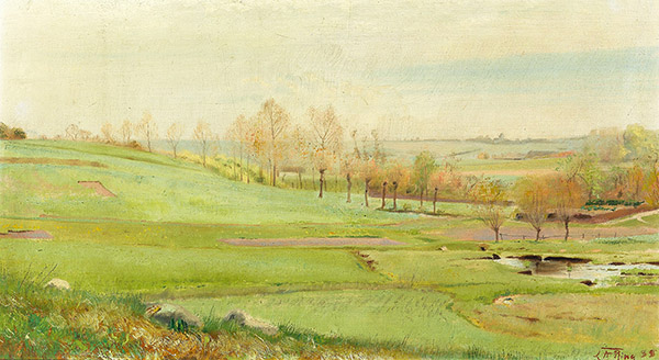 Pastoral Landscape with Light Green Fields | Oil Painting Reproduction