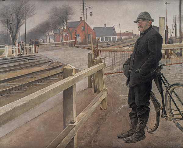 Waiting for the Train Level Crossing by Roskilde Highway | Oil Painting Reproduction