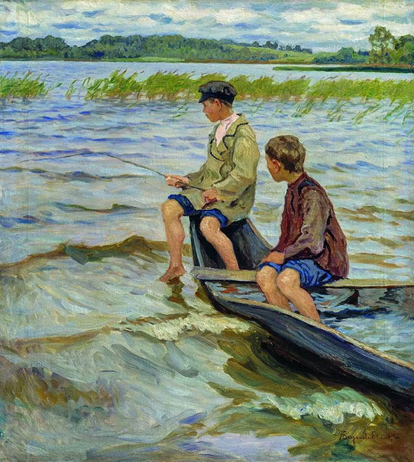 Anglers by Nikolay Bogdanov Belsky | Oil Painting Reproduction