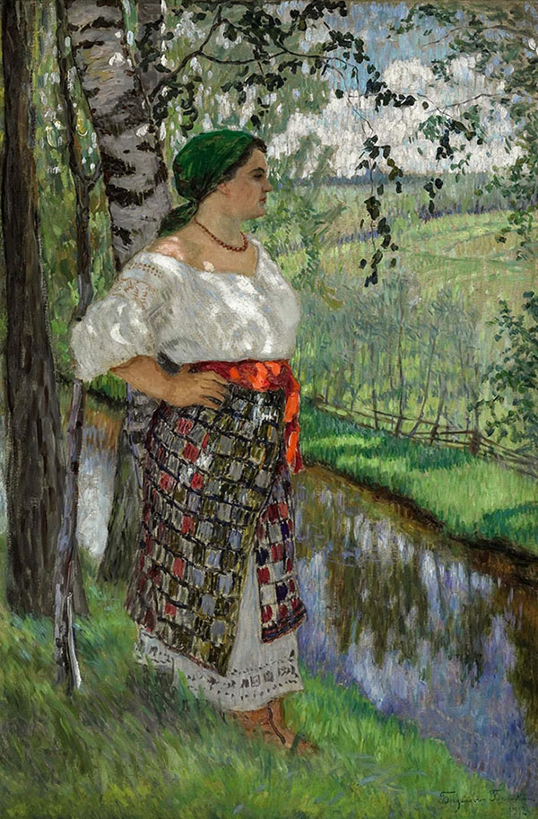 A Peasant Woman Near a Stream | Oil Painting Reproduction