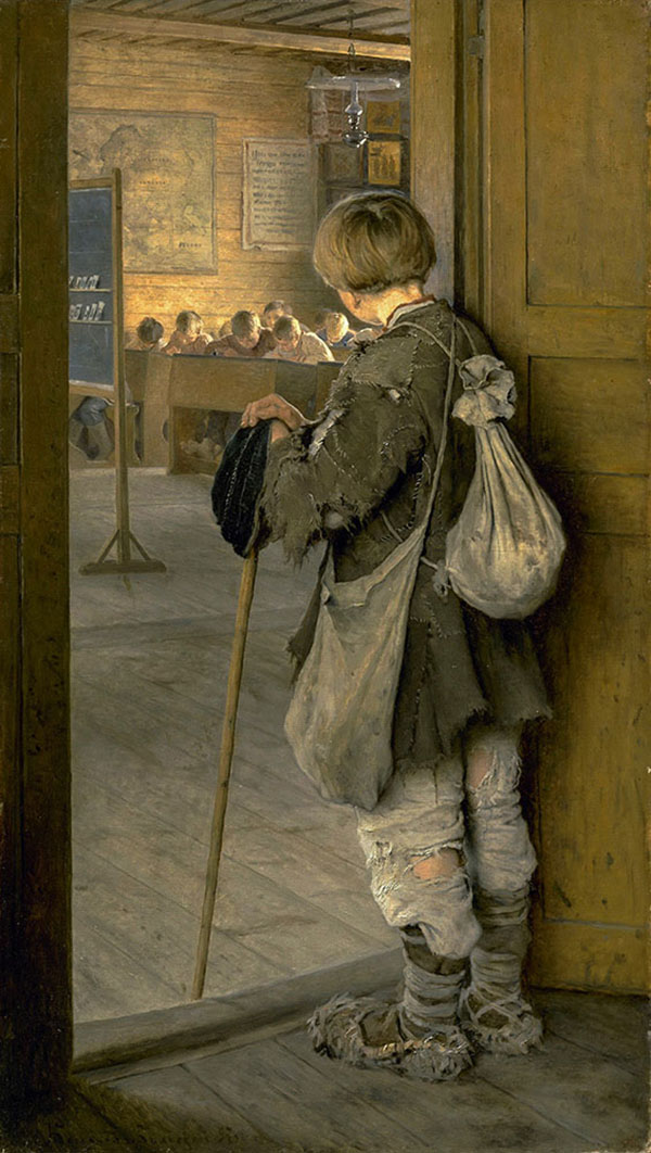 At the Door of the School | Oil Painting Reproduction