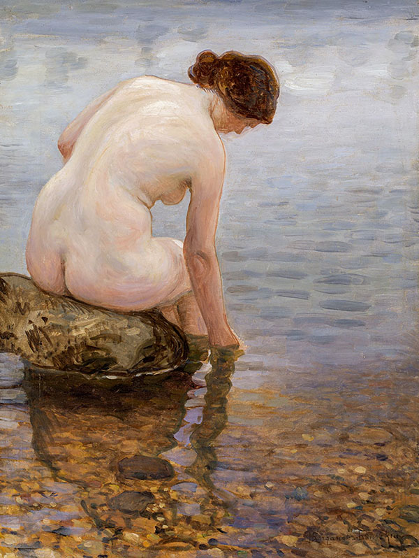 Nude Bather by Nikolay Bogdanov Belsky | Oil Painting Reproduction