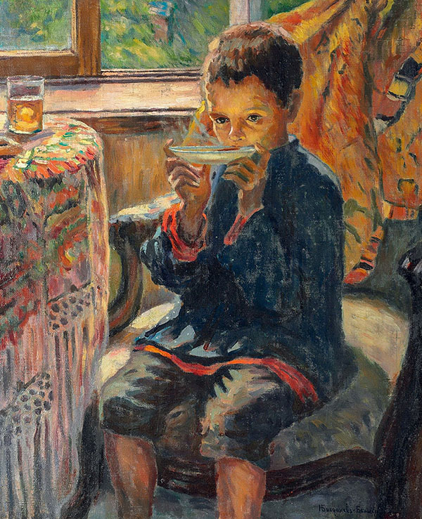 Boy Drinking Tea by Nikolay Bogdanov Belsky | Oil Painting Reproduction