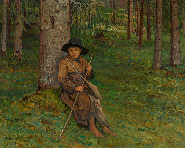 Boy in a Forest by Nikolay Bogdanov Belsky | Oil Painting Reproduction