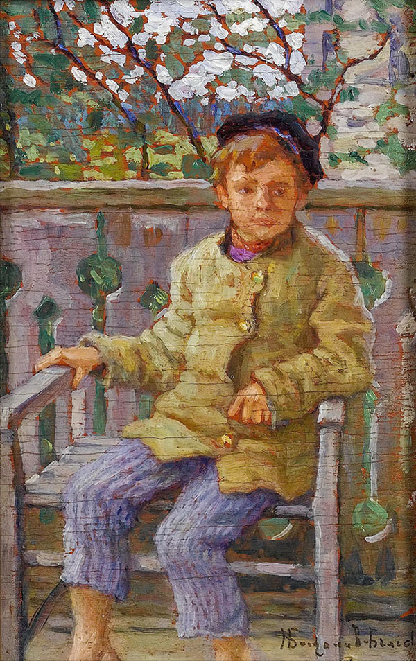 Boy on a Chair by Nikolay Bogdanov Belsky | Oil Painting Reproduction