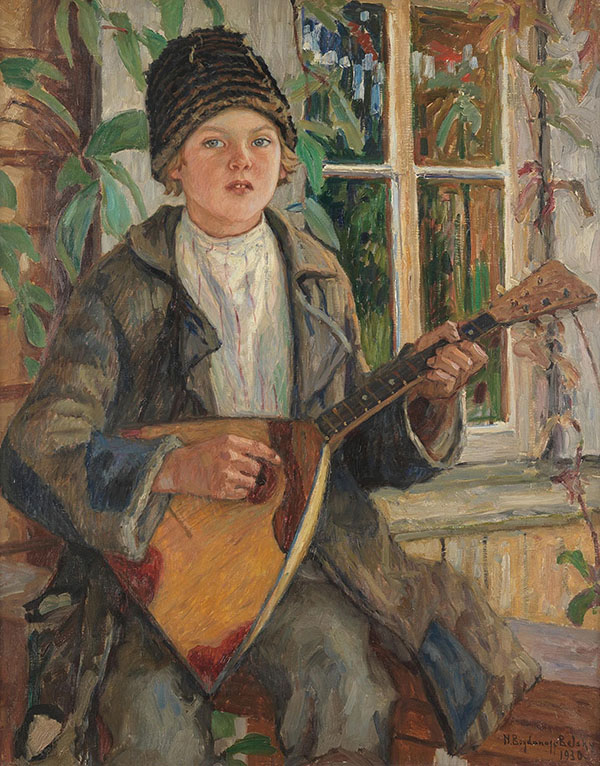 Boy with Balalaika by Nikolay Bogdanov Belsky | Oil Painting Reproduction