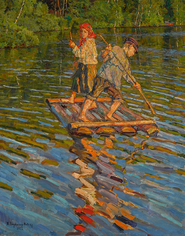 Children on a Raft by Nikolay Bogdanov Belsky | Oil Painting Reproduction