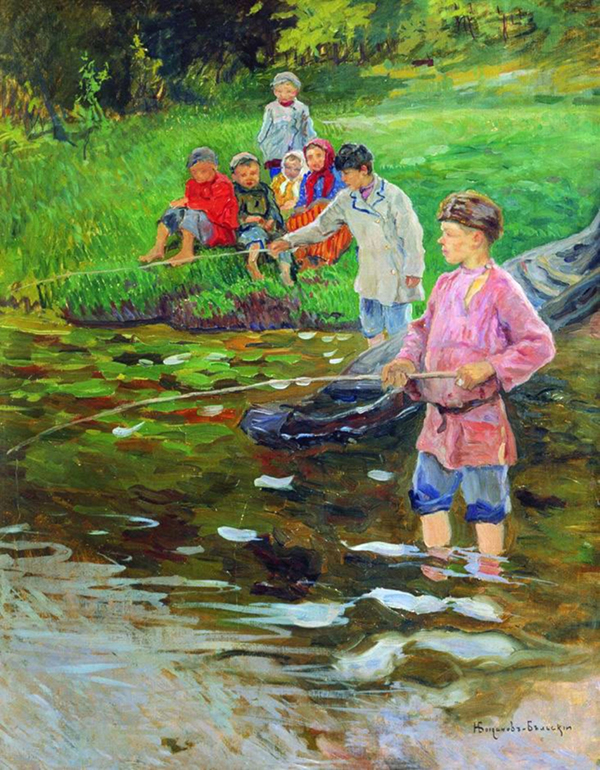 Fishermen Children by Nikolay Bogdanov Belsky | Oil Painting Reproduction