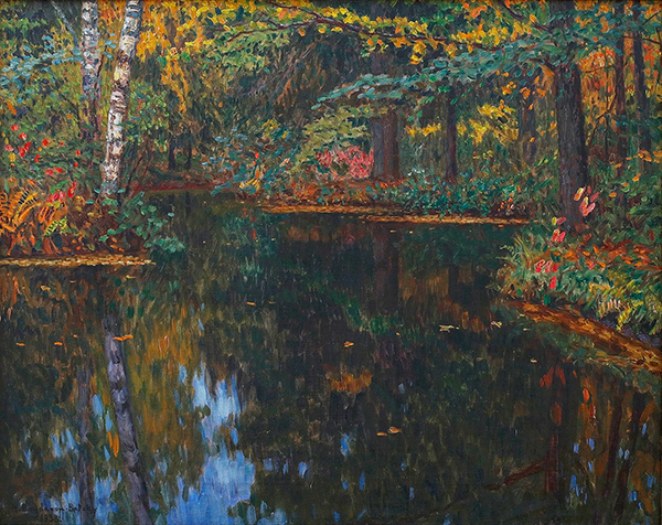 Forest Lake by Nikolay Bogdanov Belsky | Oil Painting Reproduction