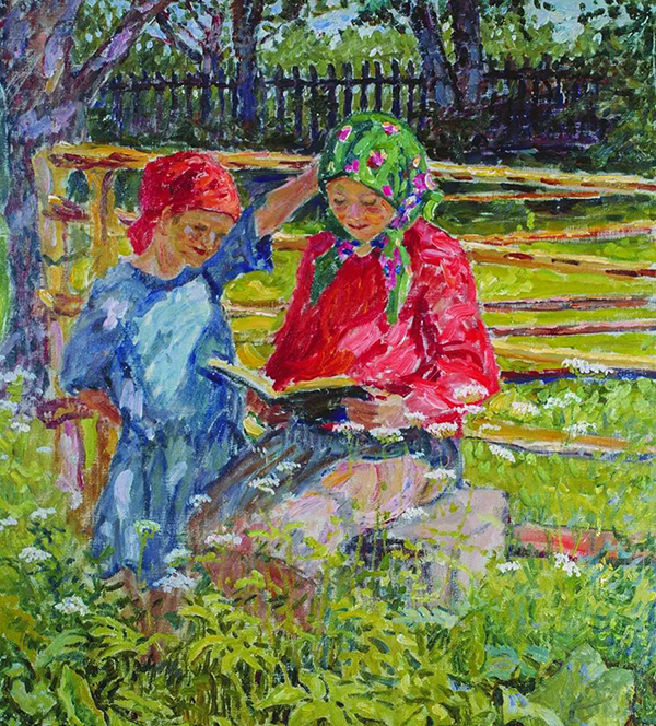 Girls in Headscarves | Oil Painting Reproduction