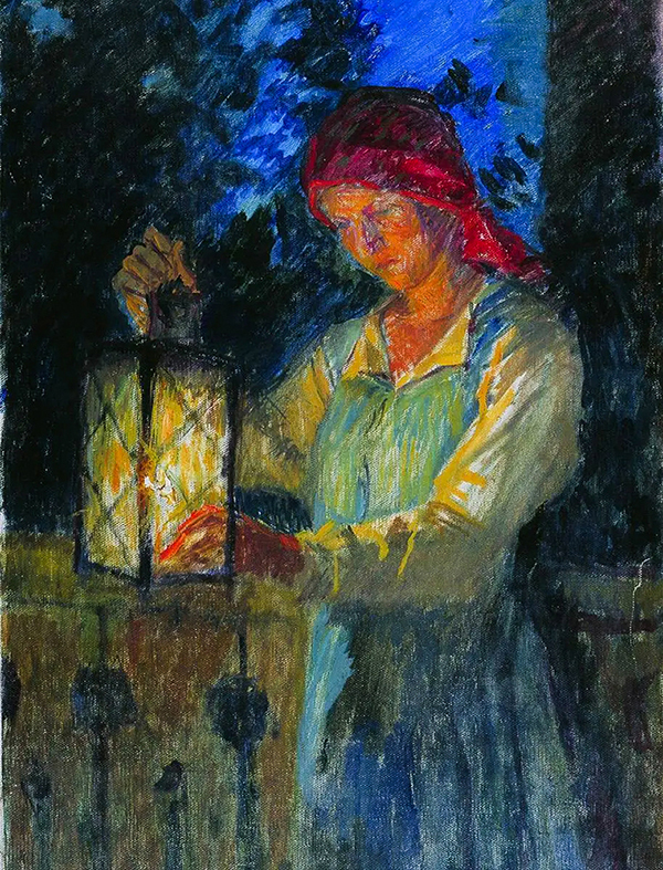 Girl with a Lantern by Nikolay Bogdanov Belsky | Oil Painting Reproduction