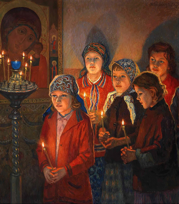 In the Church by Nikolay Bogdanov Belsky | Oil Painting Reproduction