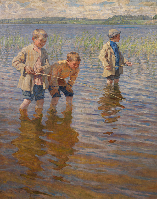 Mid-day Fishing by Nikolay Bogdanov Belsky | Oil Painting Reproduction