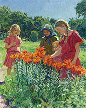 Picking Flowers By Nikolay Bogdanov Belsky