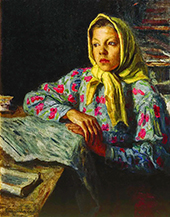 Portrait of a Girl By Nikolay Bogdanov Belsky