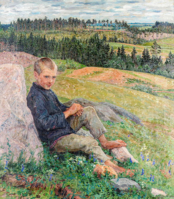 Resting Boy in the Summer Landscape | Oil Painting Reproduction