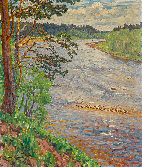 River Bank by Nikolay Bogdanov Belsky | Oil Painting Reproduction