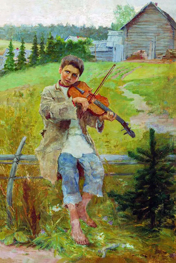 The Violin Player by Nikolay Bogdanov Belsky | Oil Painting Reproduction