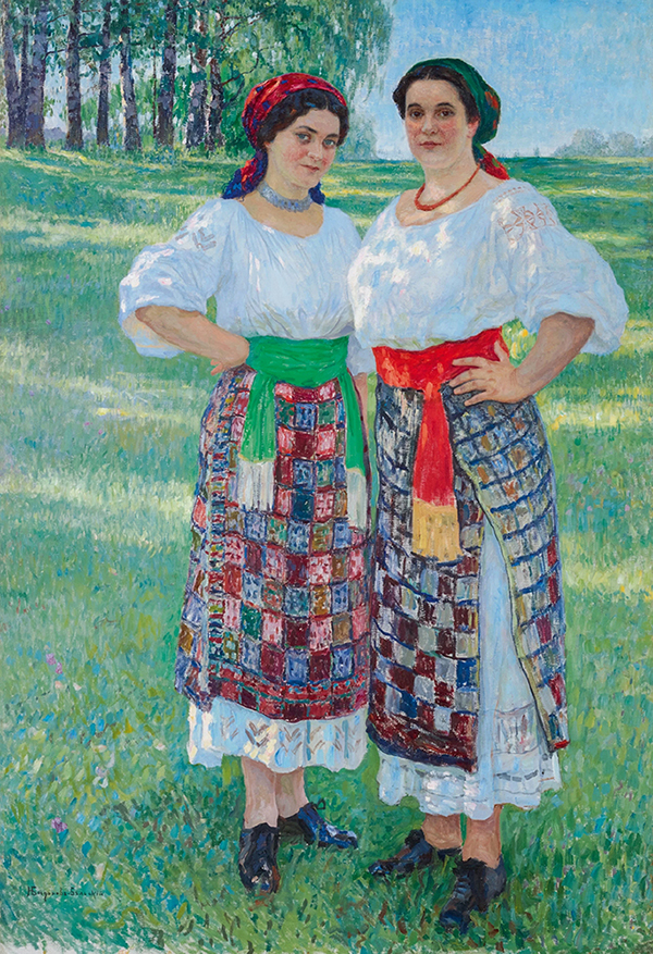 Two Women in Latgalian Dress | Oil Painting Reproduction