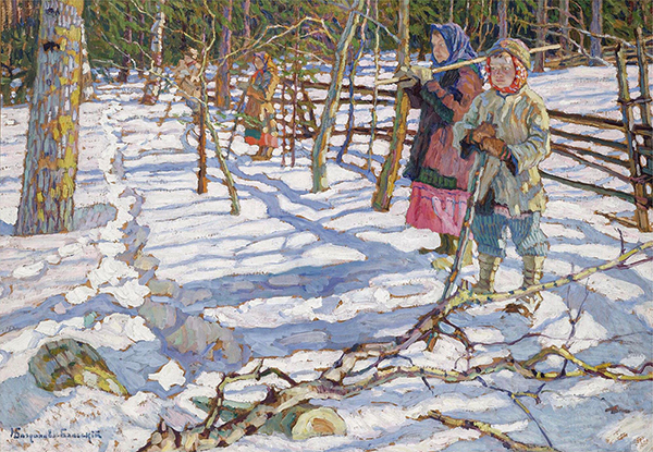 Young Bear Hunters by Nikolay Bogdanov Belsky | Oil Painting Reproduction