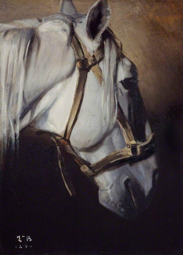 Head of a White Horse by Leon Bonnat | Oil Painting Reproduction