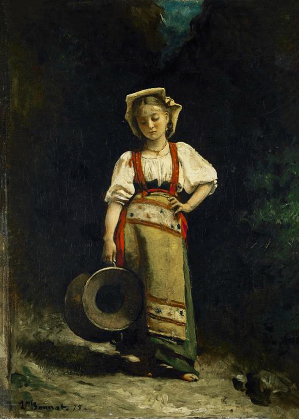 Italian Girl with a Jug by Leon Bonnat | Oil Painting Reproduction