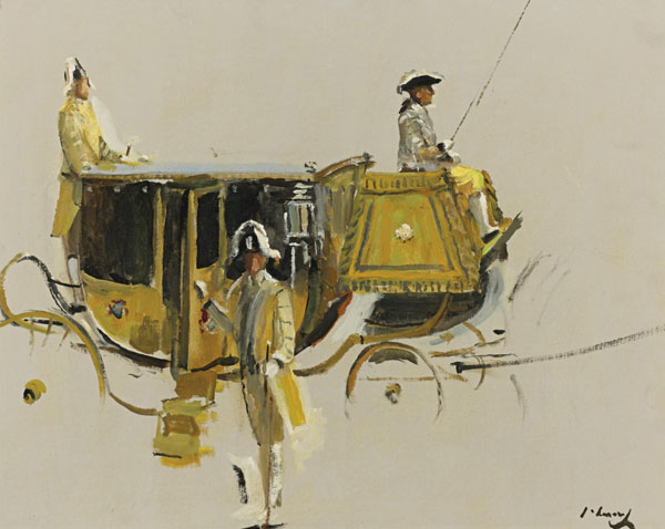 Liveried Attendants and Coach by John Lavery | Oil Painting Reproduction