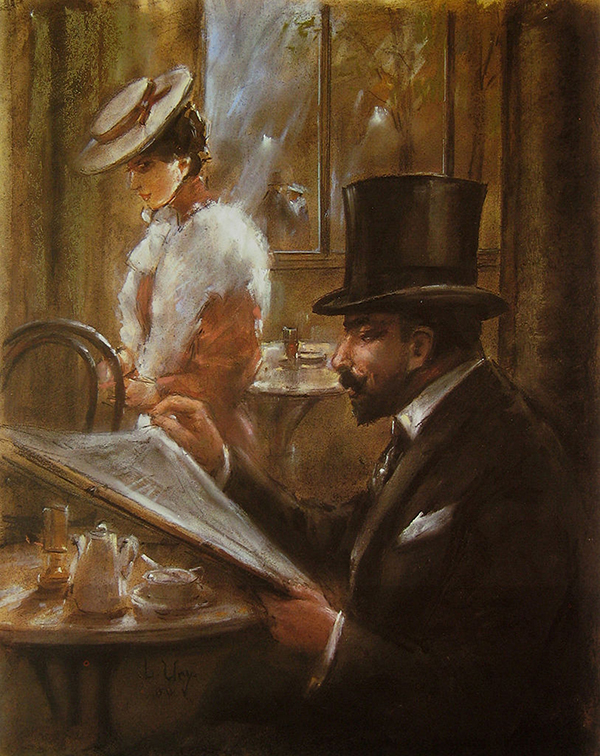 At Cafe Bauer by Lesser Ury | Oil Painting Reproduction