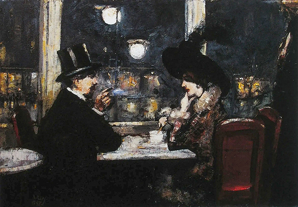 At the Bauer Cafe by Lesser Ury | Oil Painting Reproduction