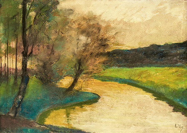 Autumnal Stream Landscape in Evening Light | Oil Painting Reproduction