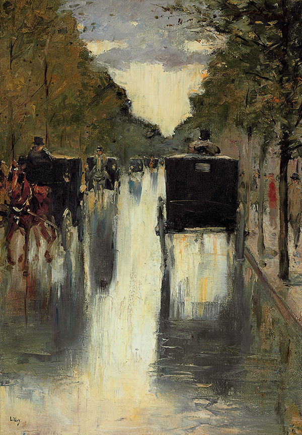 Berlin Street Scene with Horse Drawn Cabs | Oil Painting Reproduction