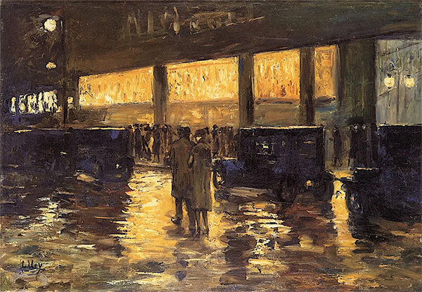 In Front of the Cafe Berlin at Night | Oil Painting Reproduction