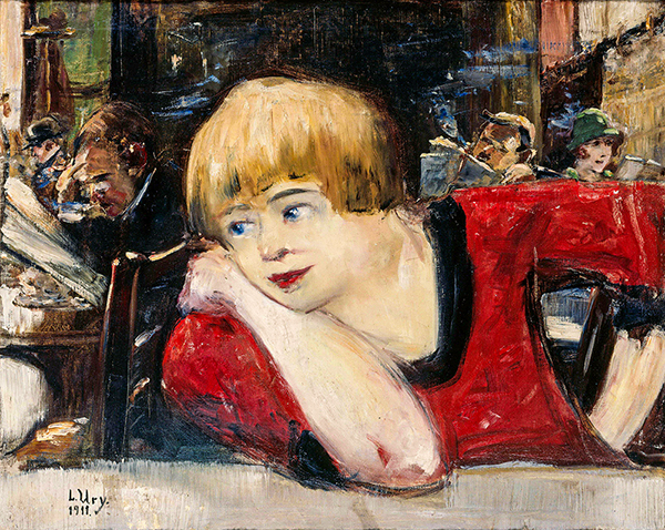 In the Cafe Woman in Red by Lesser Ury | Oil Painting Reproduction