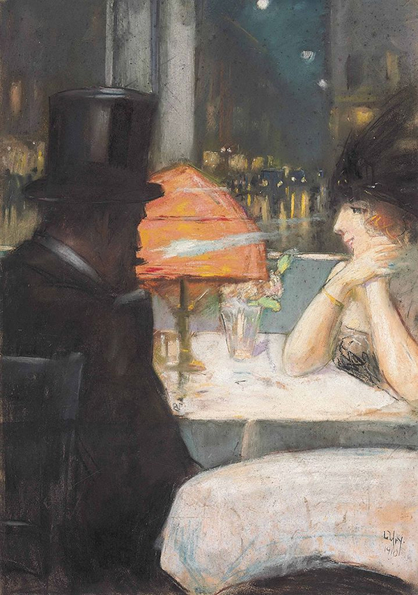 Lady and Gentleman in the Restaurant | Oil Painting Reproduction