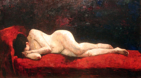 Lying Nude by Lesser Ury | Oil Painting Reproduction