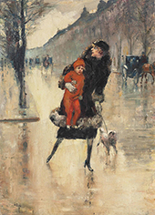 Mother with Child at a Crossroads By Lesser Ury