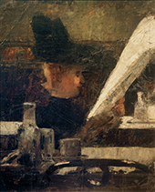 Newspaper Reader in the Cafe By Lesser Ury