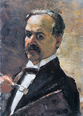 Self Portrait with Brush and Palette By Lesser Ury